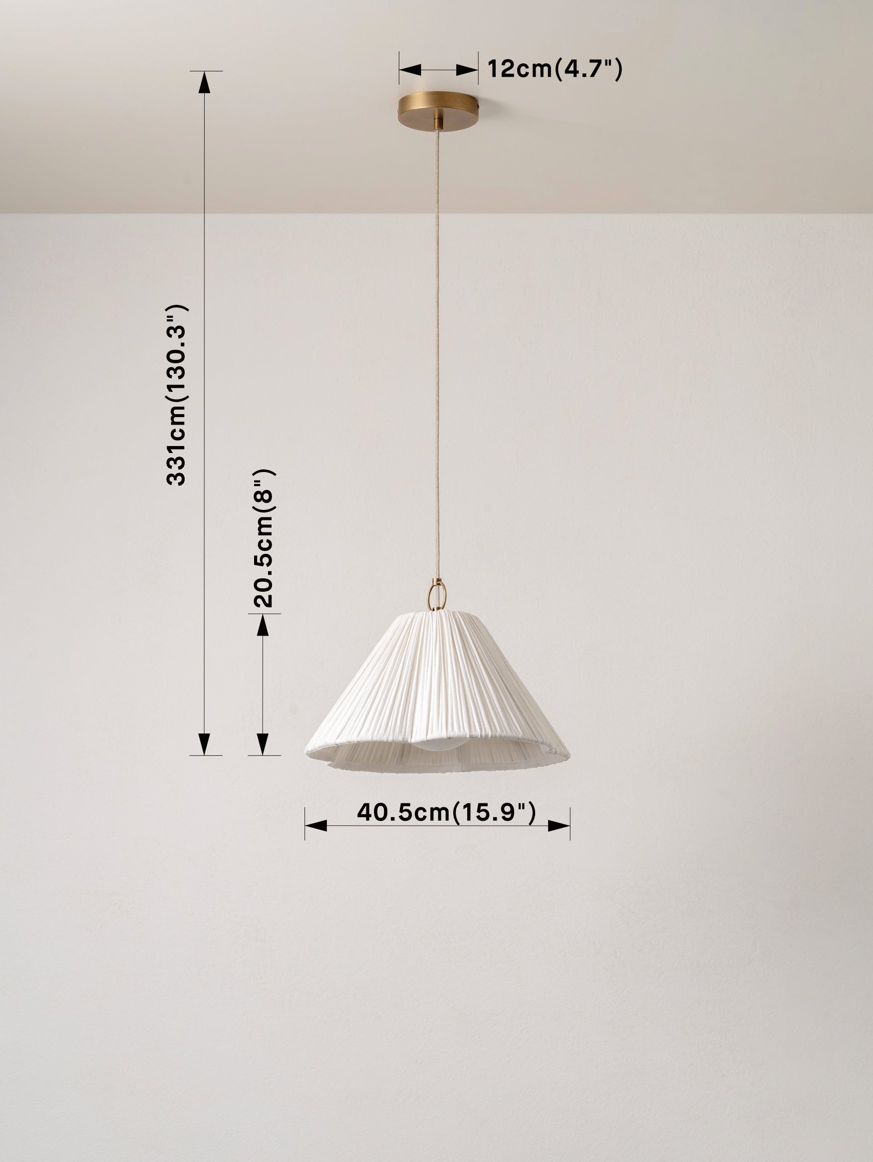 Lindi - small aged brass and linen scalloped pendant | Ceiling Light | lights&lamps | UK | Modern Affordable Designer Lighting