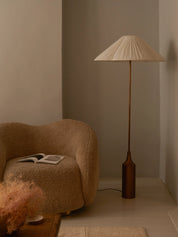 Lindi - aged brass and linen scalloped floor lamp | Floor Lamp | Lights & Lamps | UK | Modern Affordable Designer Lighting