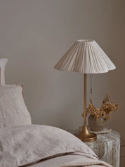 Lindi - aged brass and scalloped linen table lamp | Table Lamp | lights&lamps | UK | Modern Affordable Designer Lighting