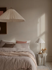 Lindi - aged brass and scalloped linen table lamp | Table Lamp | lights&lamps | UK | Modern Affordable Designer Lighting