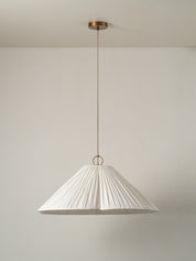 Lindi - aged brass and linen oversized scalloped pendant | Ceiling Light | lights&lamps | UK | Modern Affordable Designer Lighting