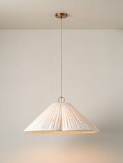 Lindi - aged brass and linen oversized scalloped pendant | Ceiling Light | lights&lamps | UK | Modern Affordable Designer Lighting
