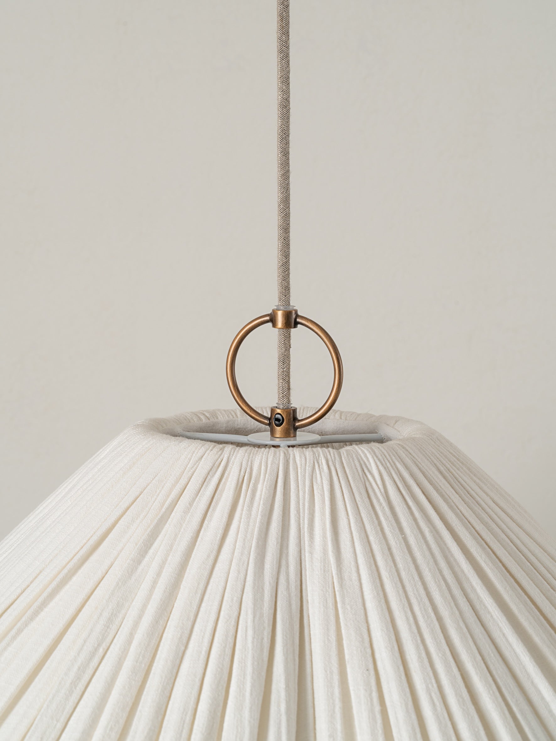 Lindi - aged brass and linen oversized scalloped pendant | Ceiling Light | lights&lamps | UK | Modern Affordable Designer Lighting