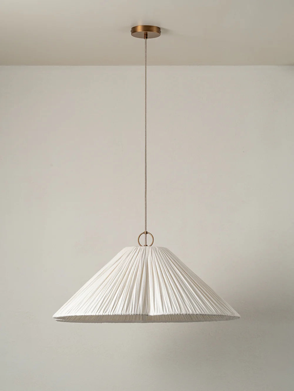 Lindi - aged brass and linen oversized scalloped pendant | Ceiling Light | Lights &amp; Lamps | UK | Modern Affordable Designer Lighting