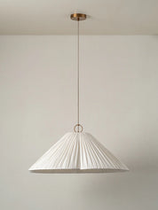 Lindi - aged brass and linen oversized scalloped pendant | Ceiling Light | lights&lamps | UK | Modern Affordable Designer Lighting