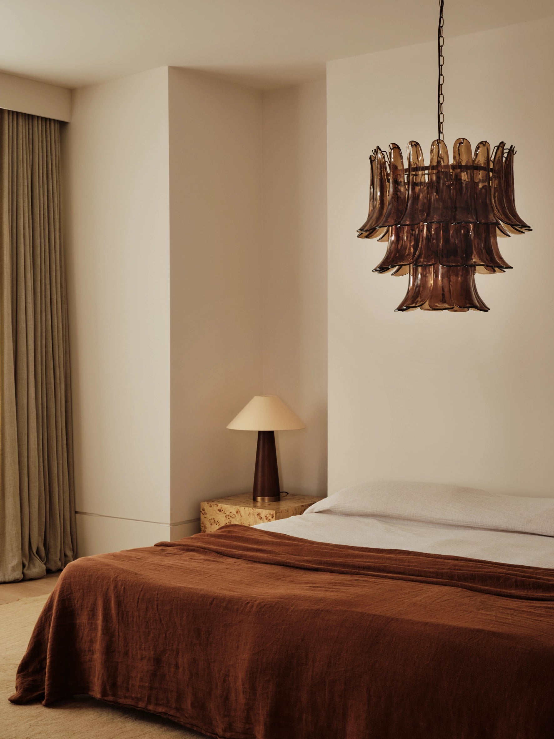 Lonso - 4 light aged brass and smoked brown glass chandelier | Chandelier | Lights & Lamps | UK | Modern Affordable Designer Lighting