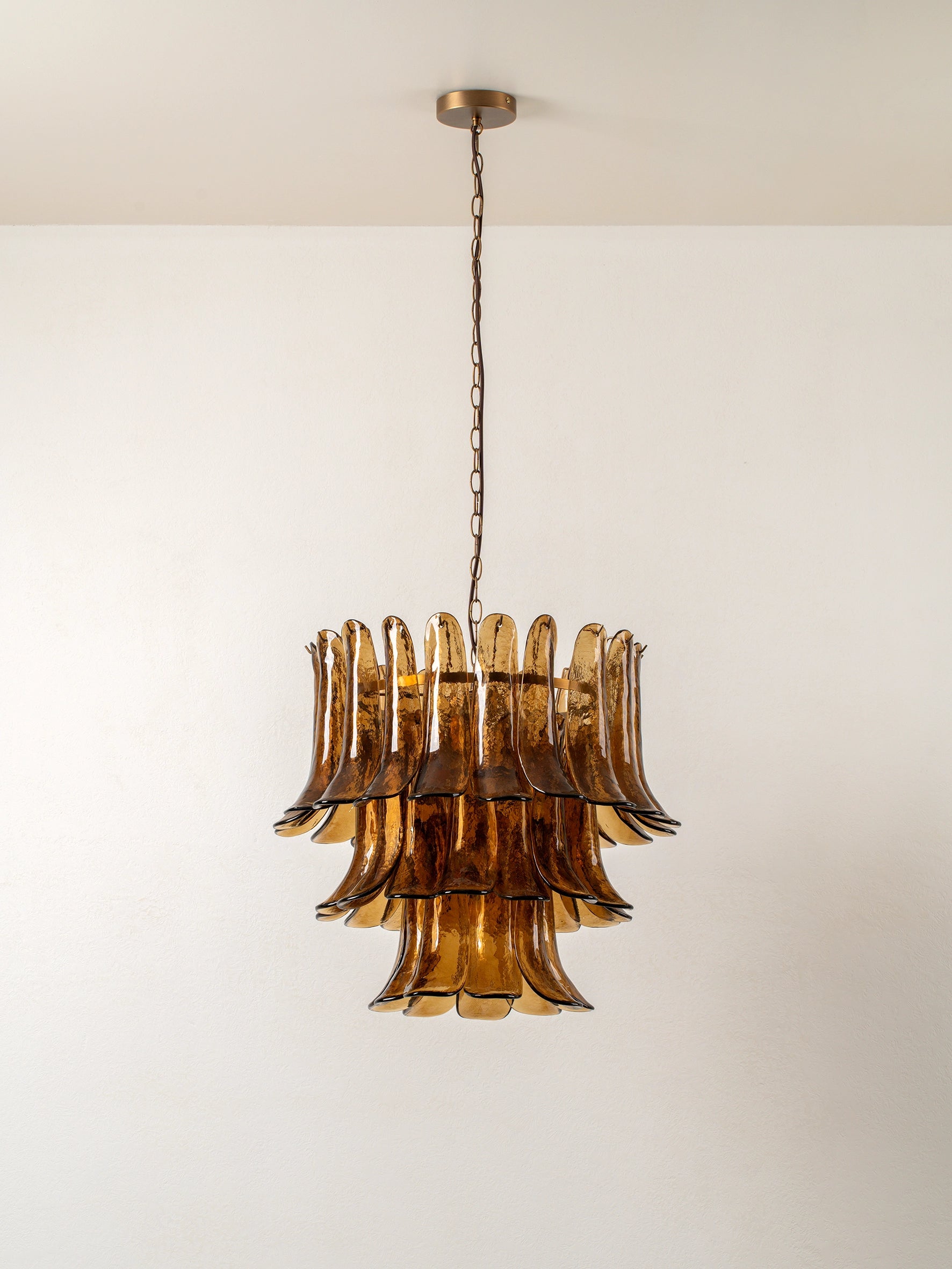 Lonso - 4 light aged brass and smoked brown glass chandelier | Chandelier | lights & lamps | Modern affordable designer lighting