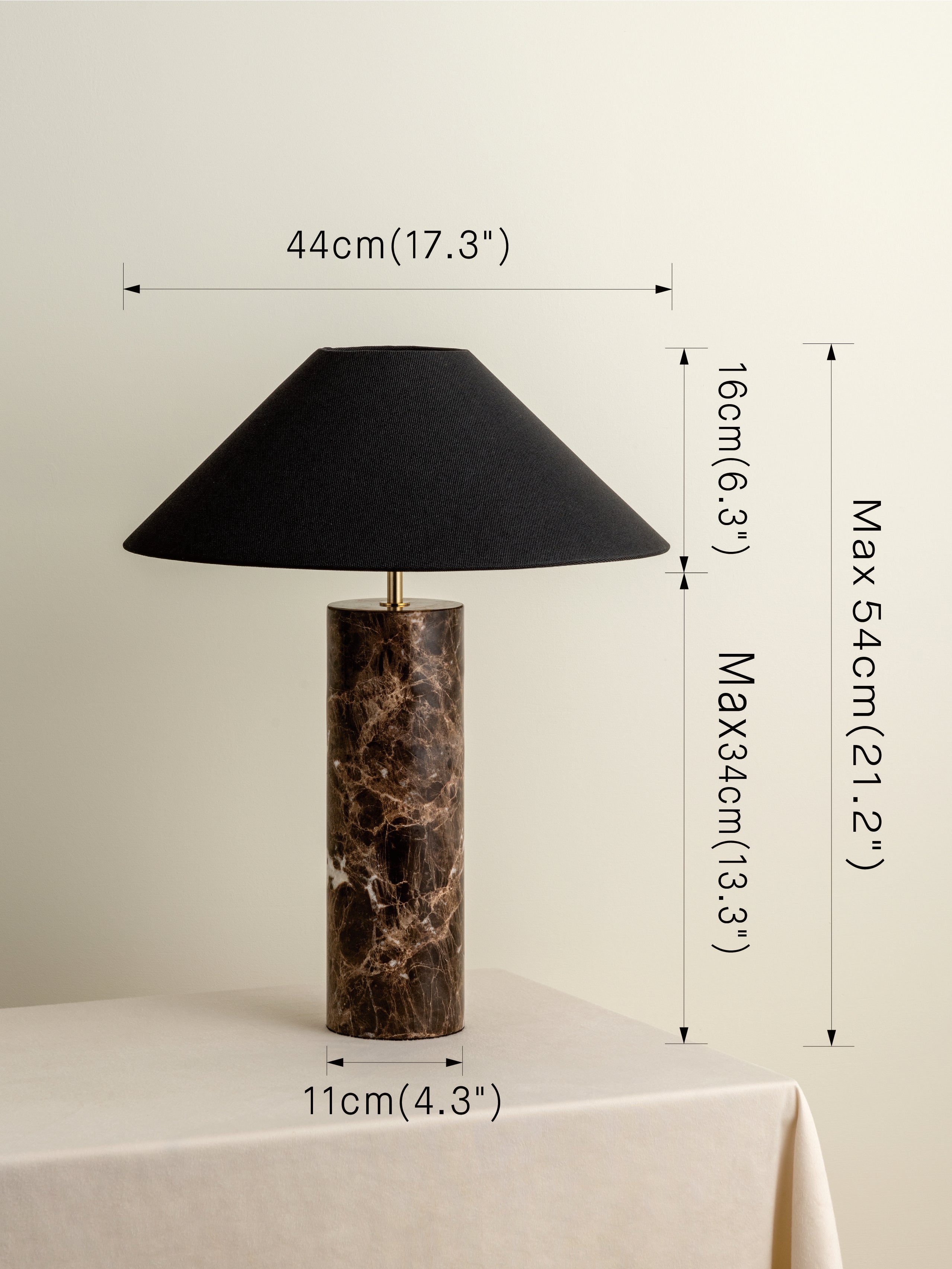 Morola - 1 light large brown marble cylinder table lamp | Table Lamp | Lights & Lamps | UK | Modern Affordable Designer Lighting