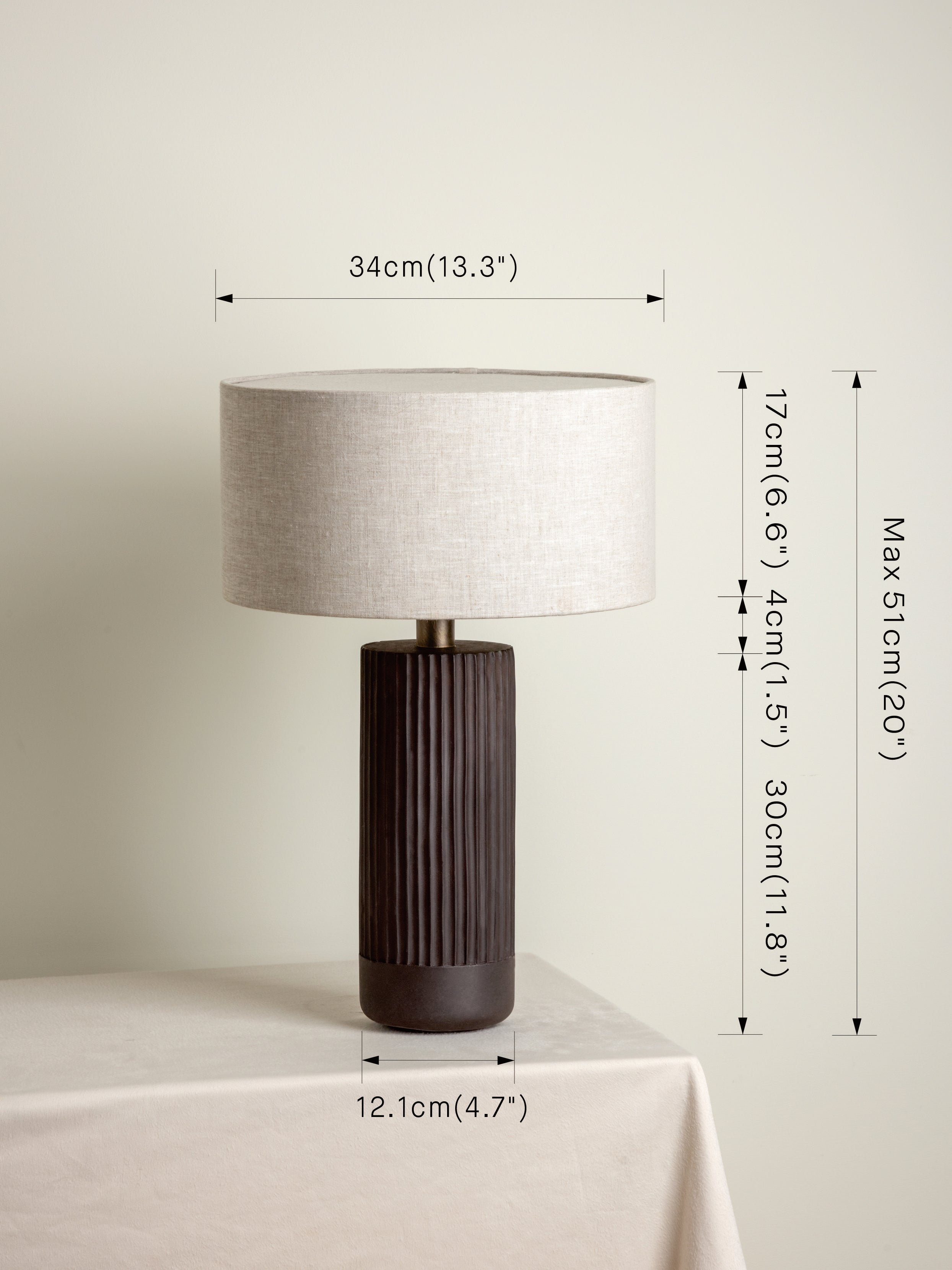 Nitara - chocolate ribbed concrete table lamp | Table Lamp | Lights & Lamps | UK | Modern Affordable Designer Lighting