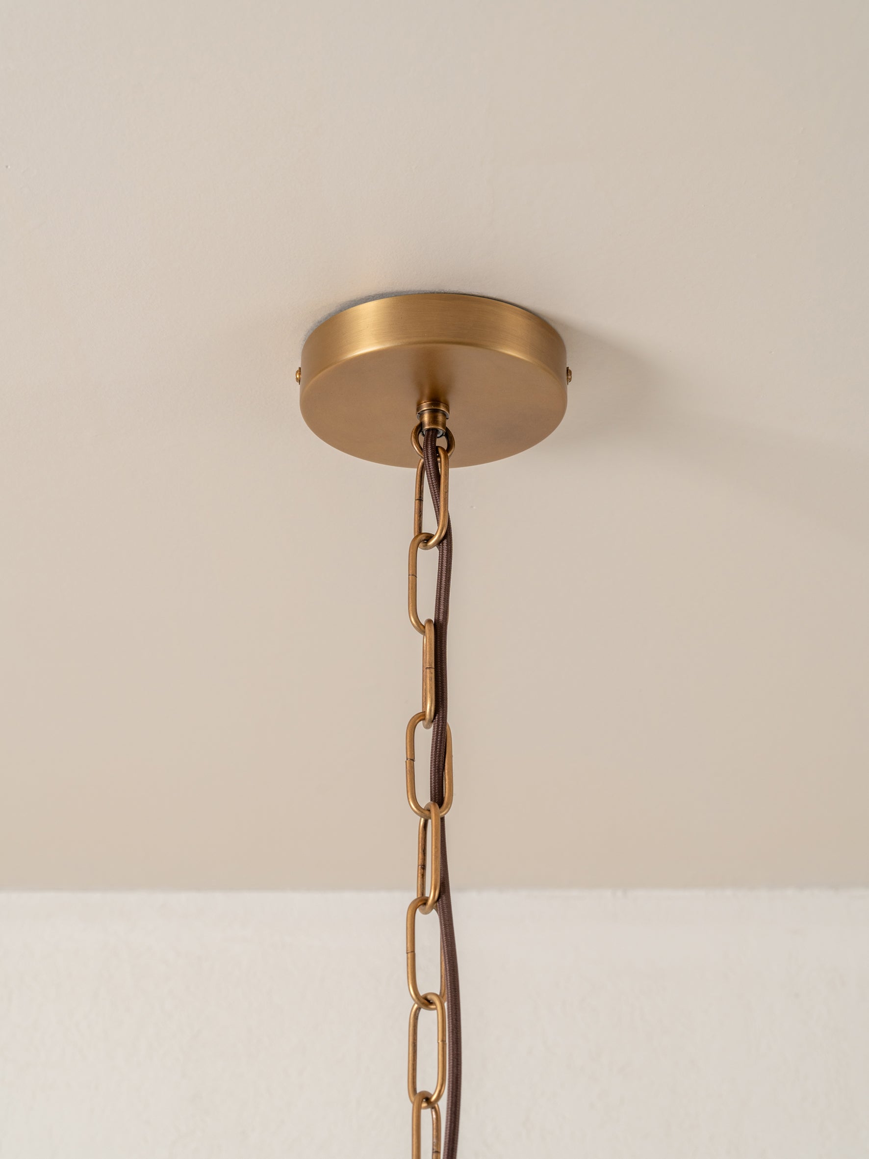 Ottino - aged brass and linen ceiling pendant | Ceiling lights | lights&lamps | UK | Modern Affordable Designer Lighting