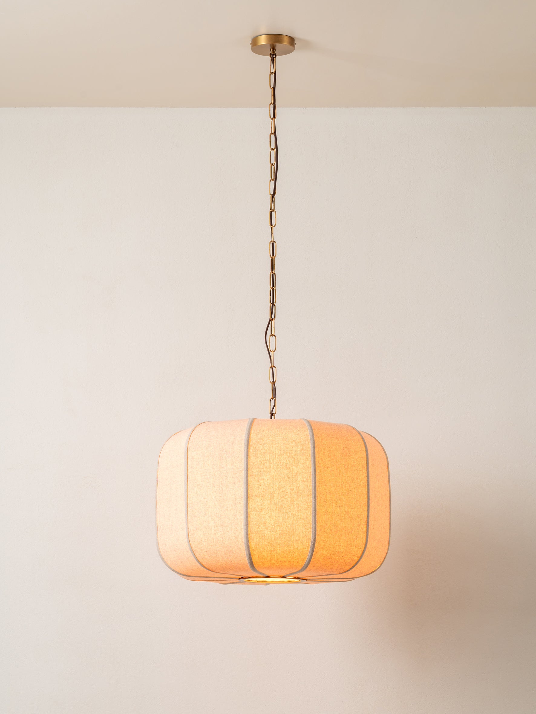 Ottino - aged brass and linen ceiling pendant | Ceiling lights | lights&lamps | UK | Modern Affordable Designer Lighting