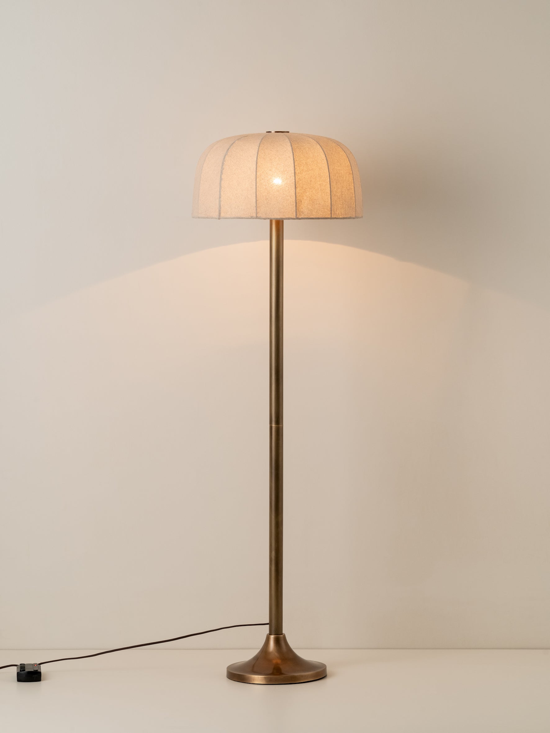 Ottino - aged brass and linen floor lamp | Floor Lamp | lights&lamps | UK | Modern Affordable Designer Lighting