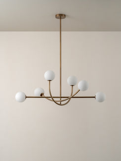 Buy Perry - 6 light aged brass and opal pendant by lights&lamps