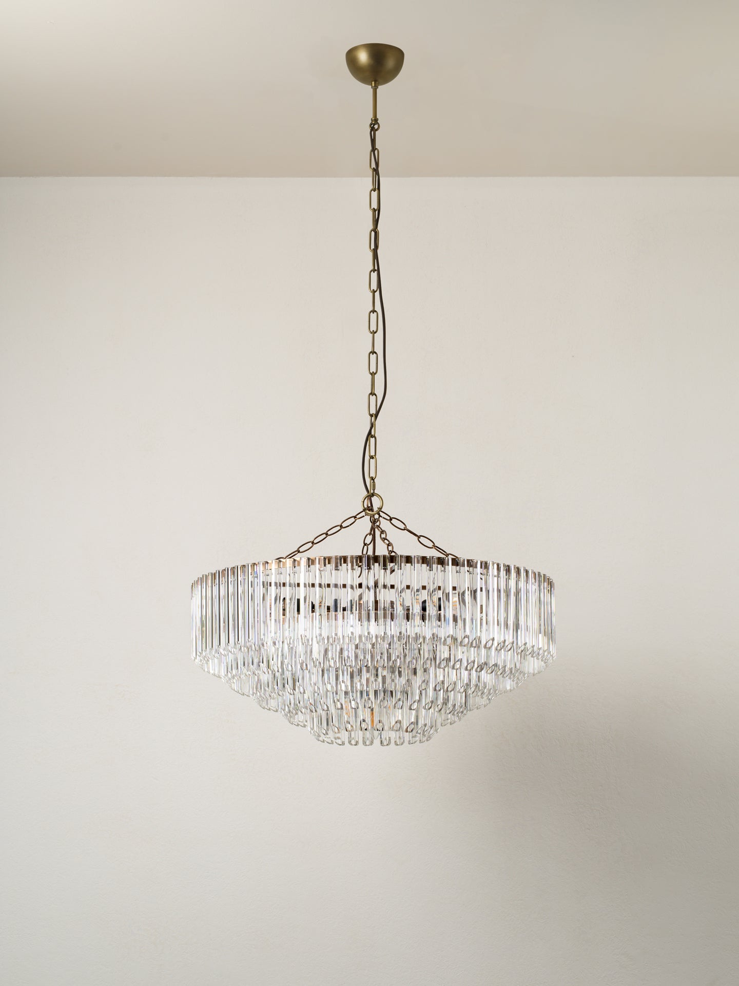 Petalia - 9 light aged brass and clear glass tube wide chandelier | Chandelier | lights&lamps | UK | Modern Affordable Designer Lighting
