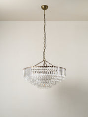 Petalia - 9 light aged brass and clear glass tube wide chandelier | Chandelier | lights&lamps | UK | Modern Affordable Designer Lighting