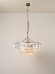 Petalia - 9 light aged brass and clear glass tube wide chandelier | Chandelier | lights&lamps | UK | Modern Affordable Designer Lighting