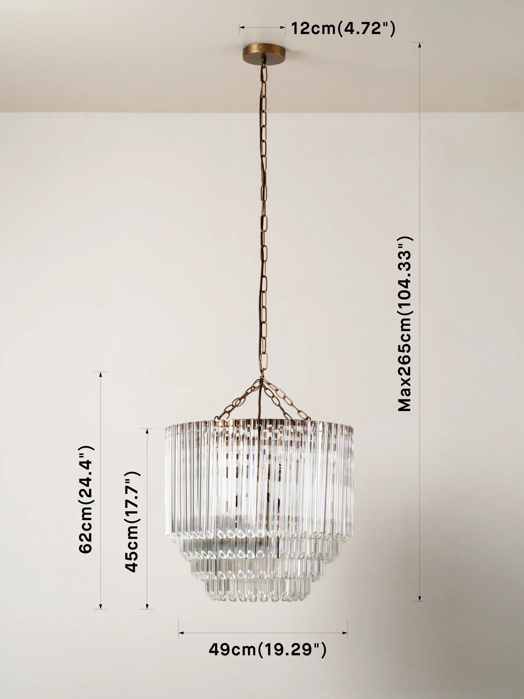 Petalia - 9 light aged brass and clear glass tube tall chandelier | Chandelier | Lights & Lamps | UK | Modern Affordable Designer Lighting
