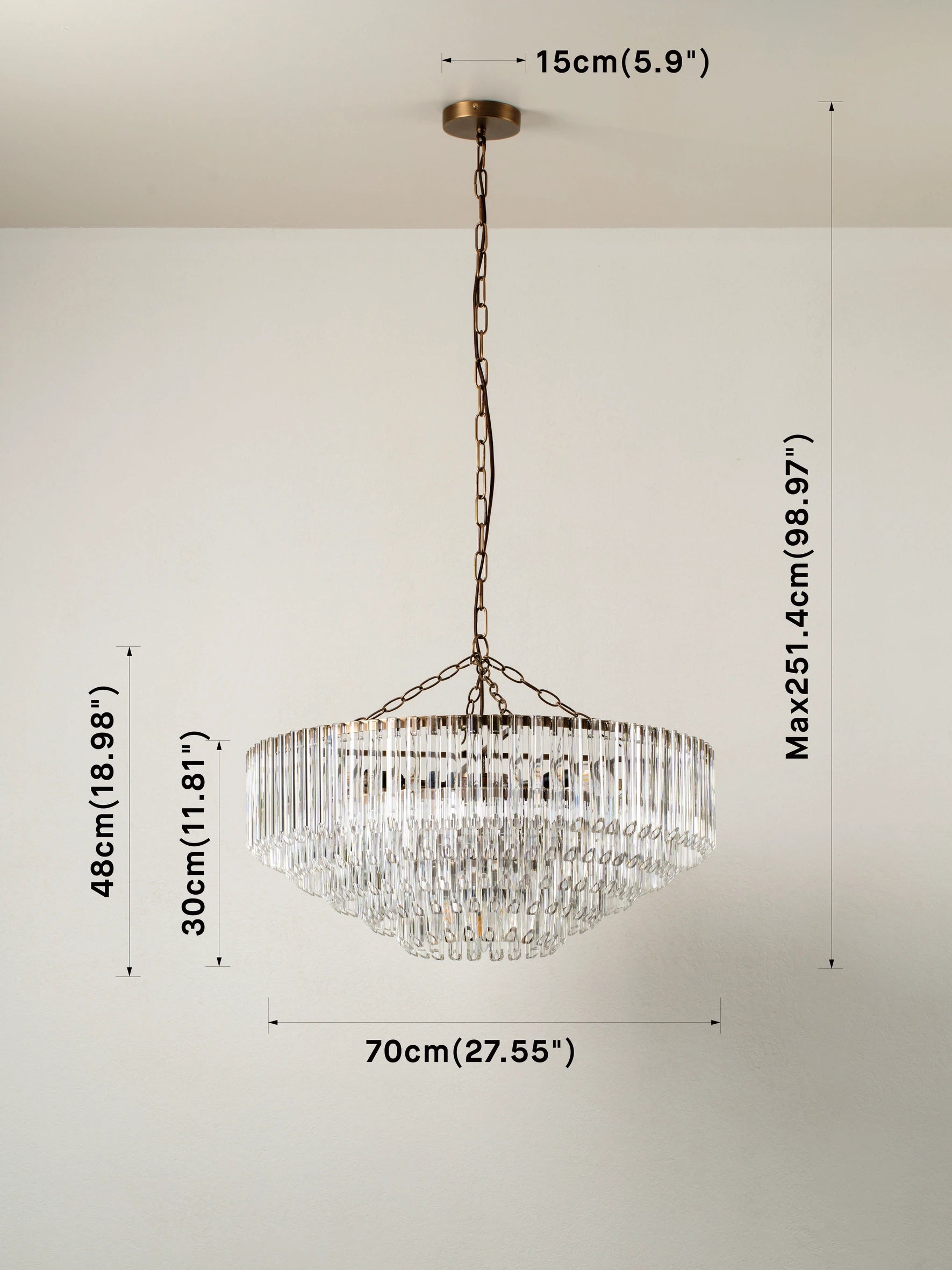 Petalia - 9 light aged brass and clear glass tube wide chandelier | Chandelier | Lights & Lamps | UK | Modern Affordable Designer Lighting