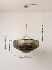 Petalia - 9 light aged brass and smoked green glass tube wide chandelier | Chandelier | lights&lamps | UK | Modern Affordable Designer Lighting