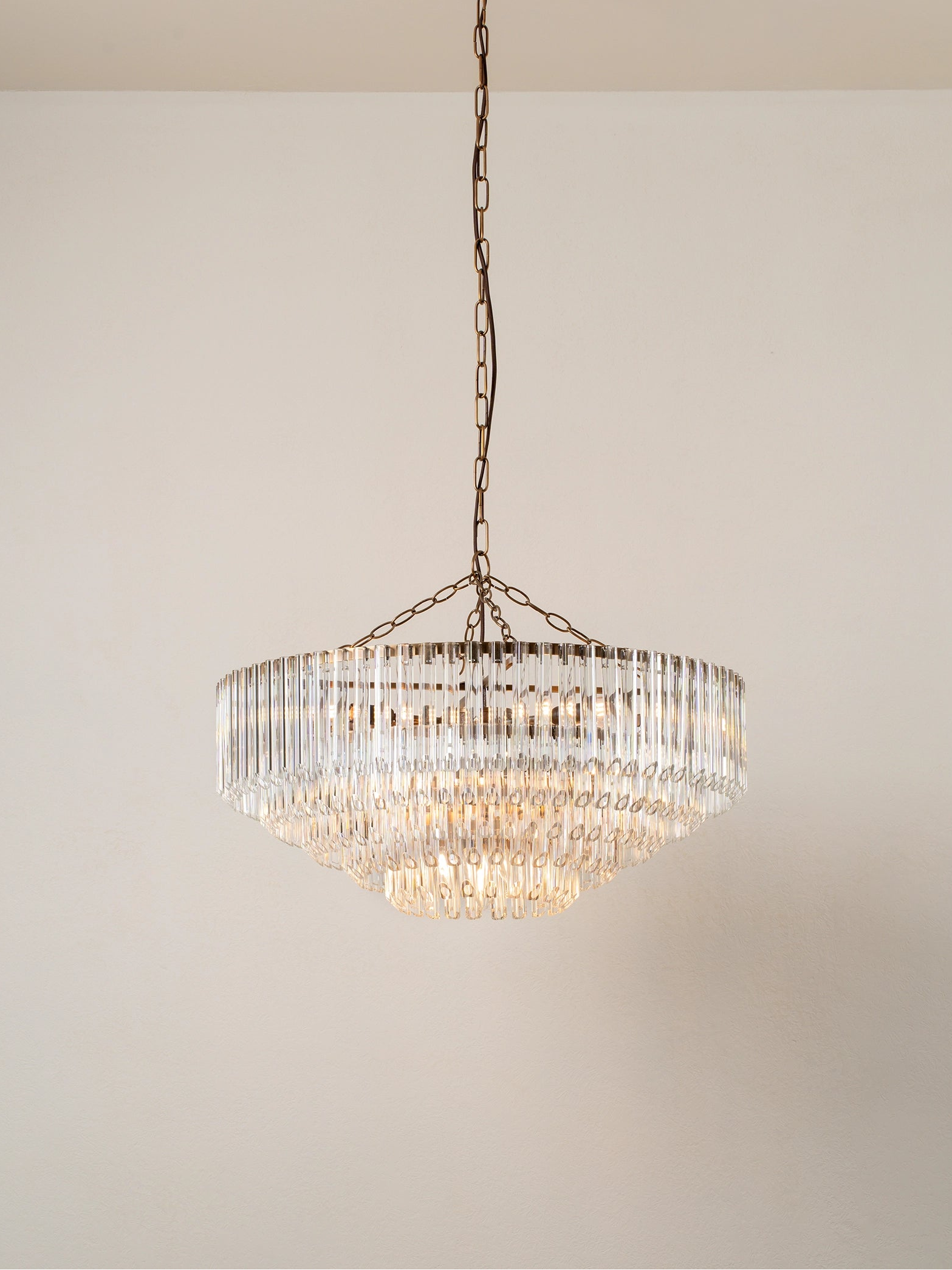 Petalia - 9 light aged brass and clear glass tube wide chandelier | Chandelier | lights&lamps | UK | Modern Affordable Designer Lighting