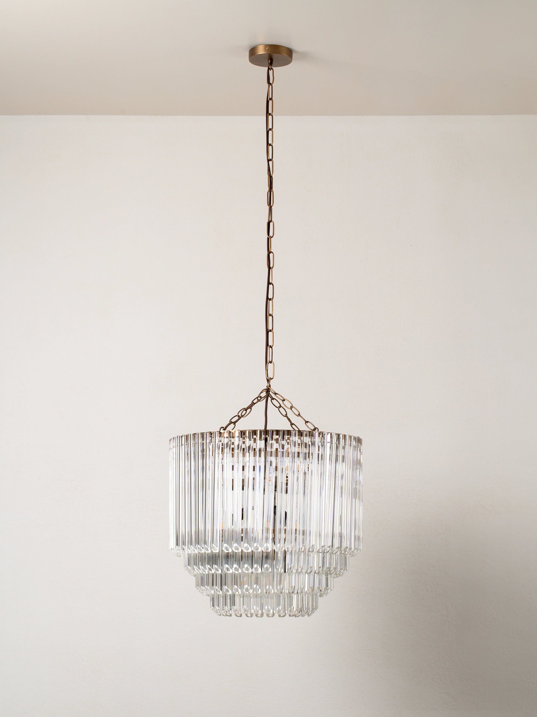 Petalia - 9 light aged brass and clear glass tube tall chandelier | Chandelier | Lights & Lamps | UK | Modern Affordable Designer Lighting