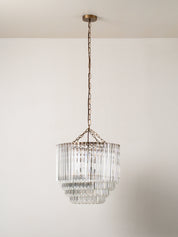 Petalia - 9 light aged brass and clear glass tube tall chandelier | Chandelier | Lights & Lamps | UK | Modern Affordable Designer Lighting