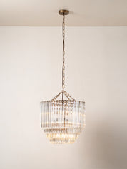 Petalia - 9 light aged brass and clear glass tube tall chandelier | Chandelier | Lights & Lamps | UK | Modern Affordable Designer Lighting