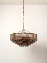 Petalia - 9 light bronze and smoked chocolate glass tube wide chandelier