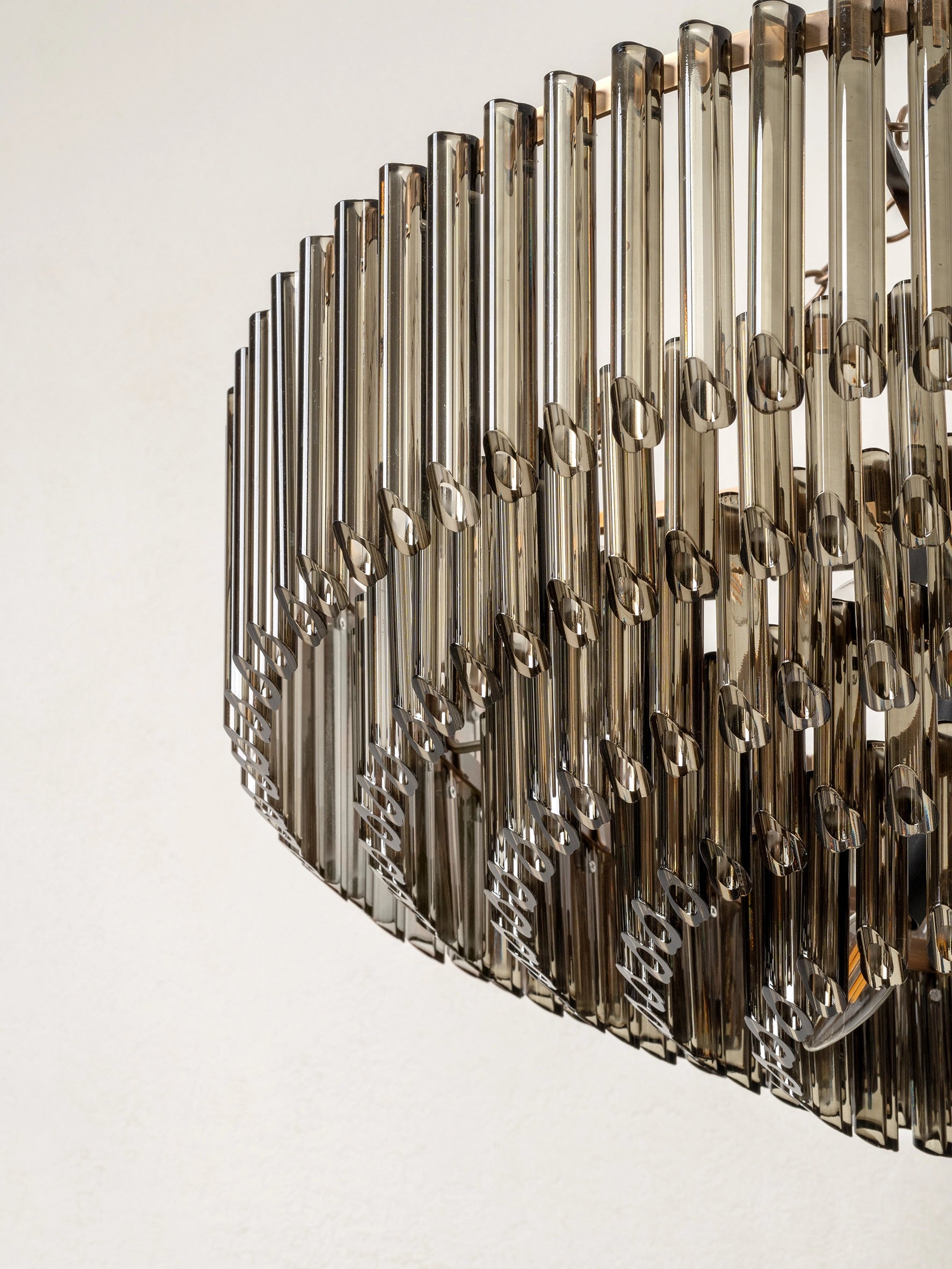 Petalia - 9 light aged brass and smoked green glass tube wide chandelier | Chandelier | lights&lamps | UK | Modern Affordable Designer Lighting