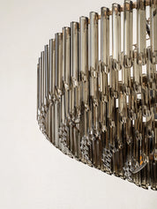 Petalia - 9 light aged brass and smoked green glass tube wide chandelier | Chandelier | lights&lamps | UK | Modern Affordable Designer Lighting