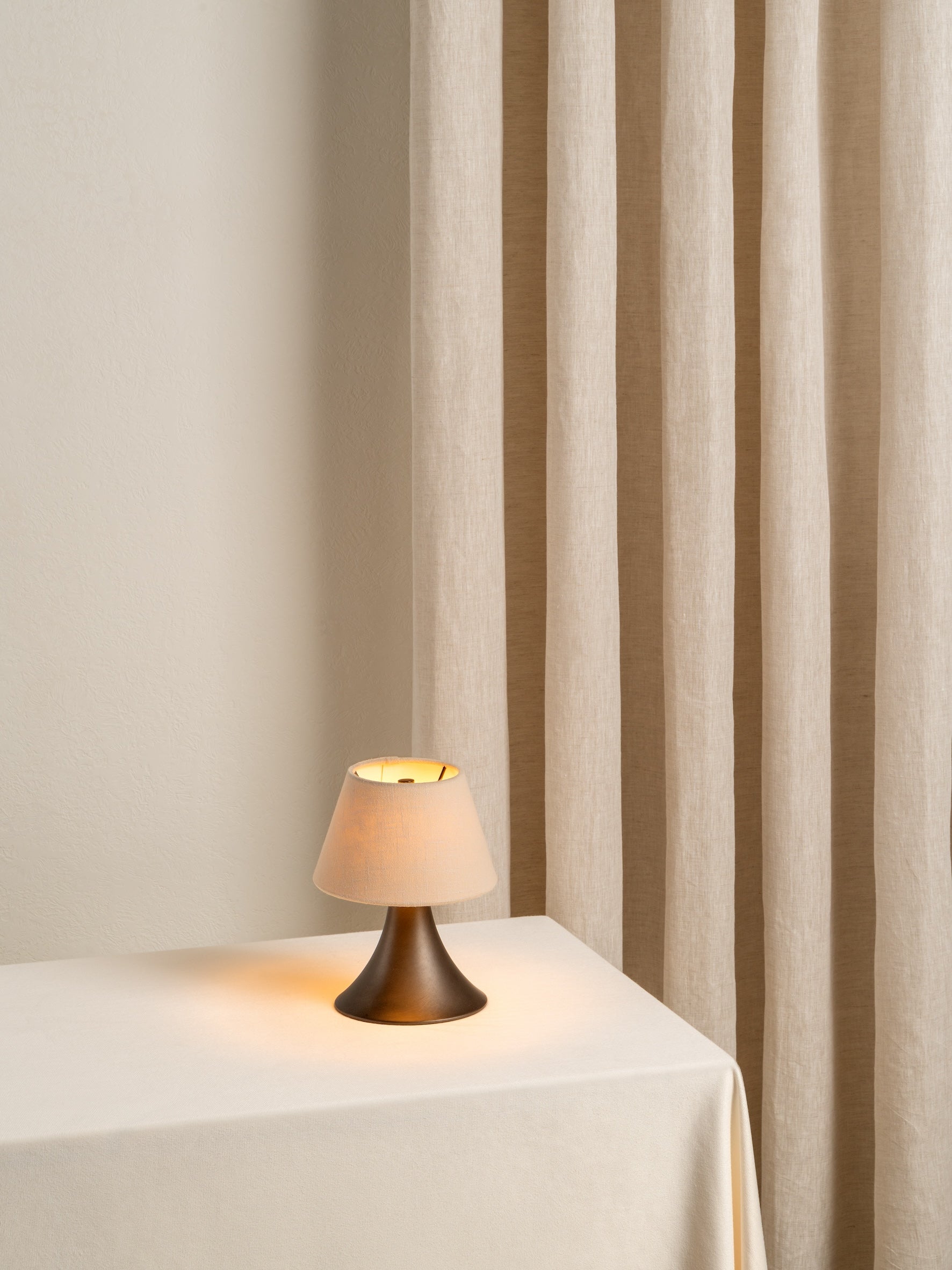 Cenare - bronze and linen rechargeable table lamp |  | Lights & Lamps | UK | Modern Affordable Designer Lighting