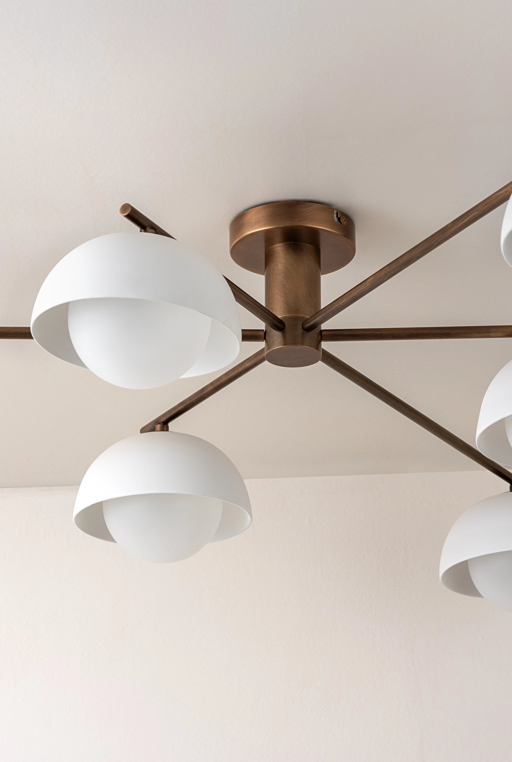 Porsa - 6 light aged brass and warm white porcelain flush | Ceiling Light | Lights & Lamps | UK | Modern Affordable Designer Lighting