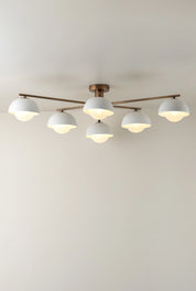 Porsa - 6 light aged brass and warm white porcelain flush | Ceiling Light | Lights & Lamps | UK | Modern Affordable Designer Lighting