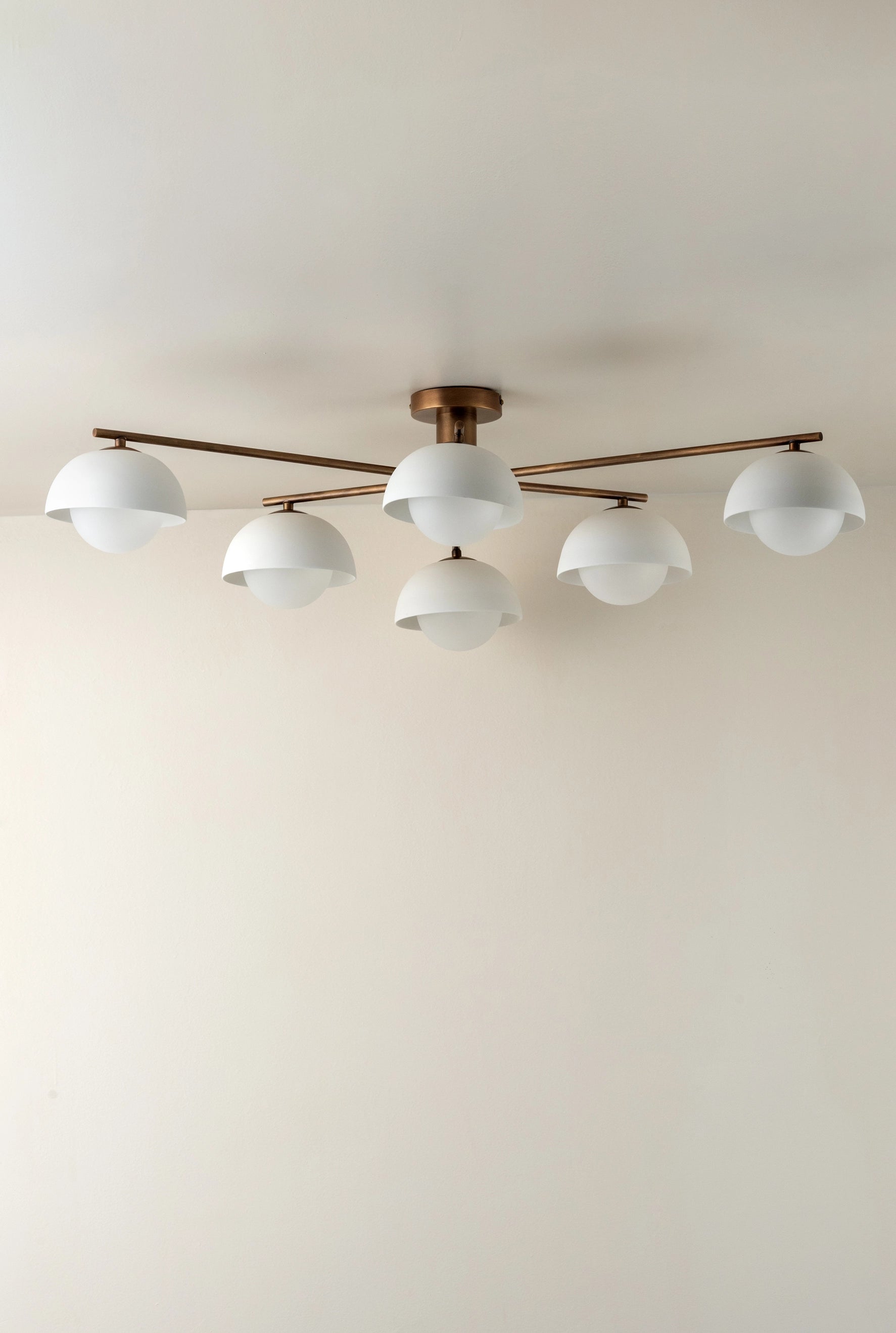 Porsa - 6 light aged brass and warm white porcelain flush | Ceiling Light | Lights & Lamps | UK | Modern Affordable Designer Lighting