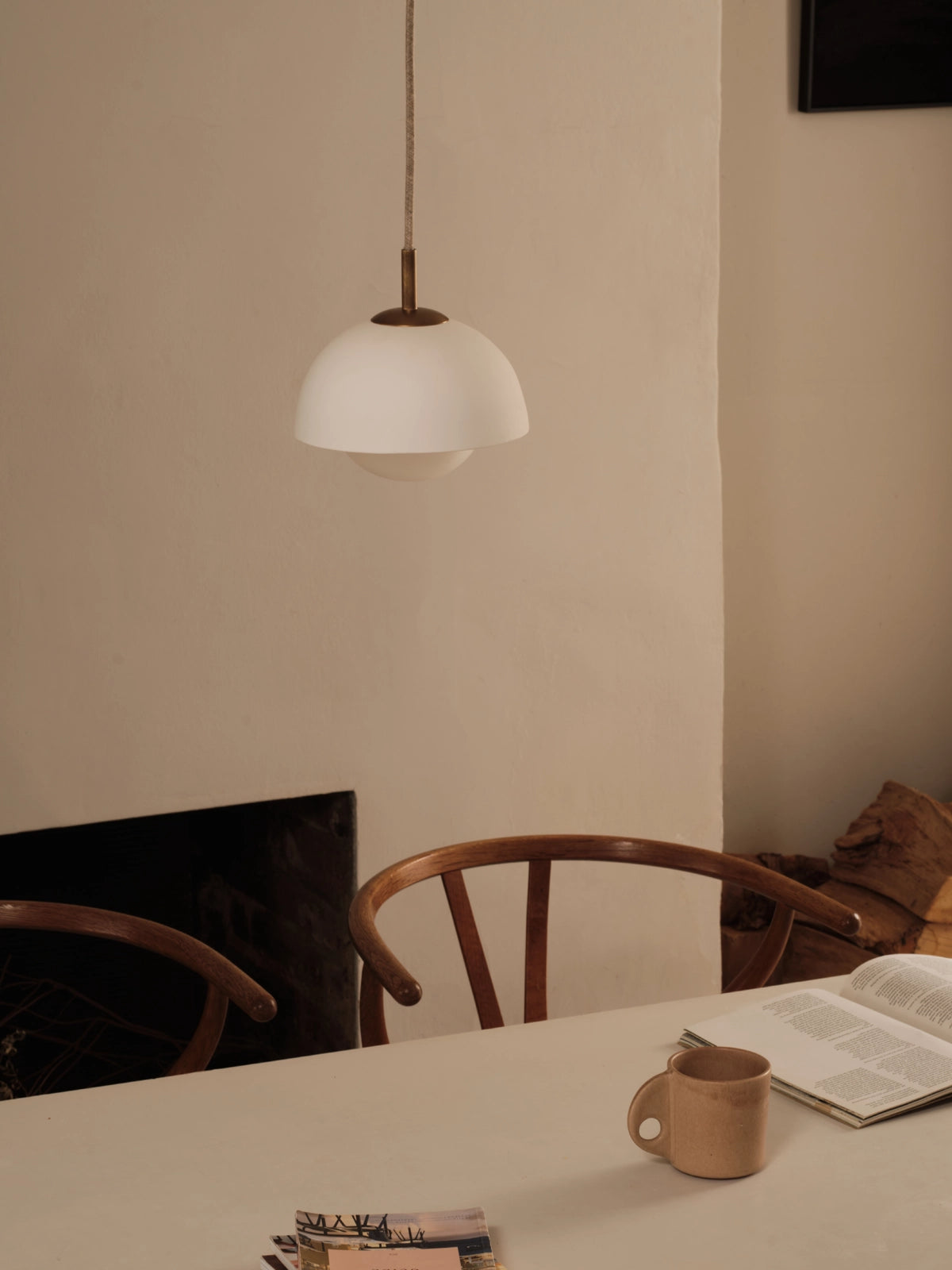 Porsa - 1 light aged brass and warm white porcelain pendant | Ceiling Light | lights&lamps | UK | Modern Affordable Designer Lighting