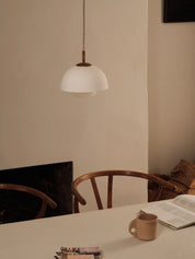 Porsa - 1 light aged brass and warm white porcelain pendant | Ceiling Light | lights&lamps | UK | Modern Affordable Designer Lighting