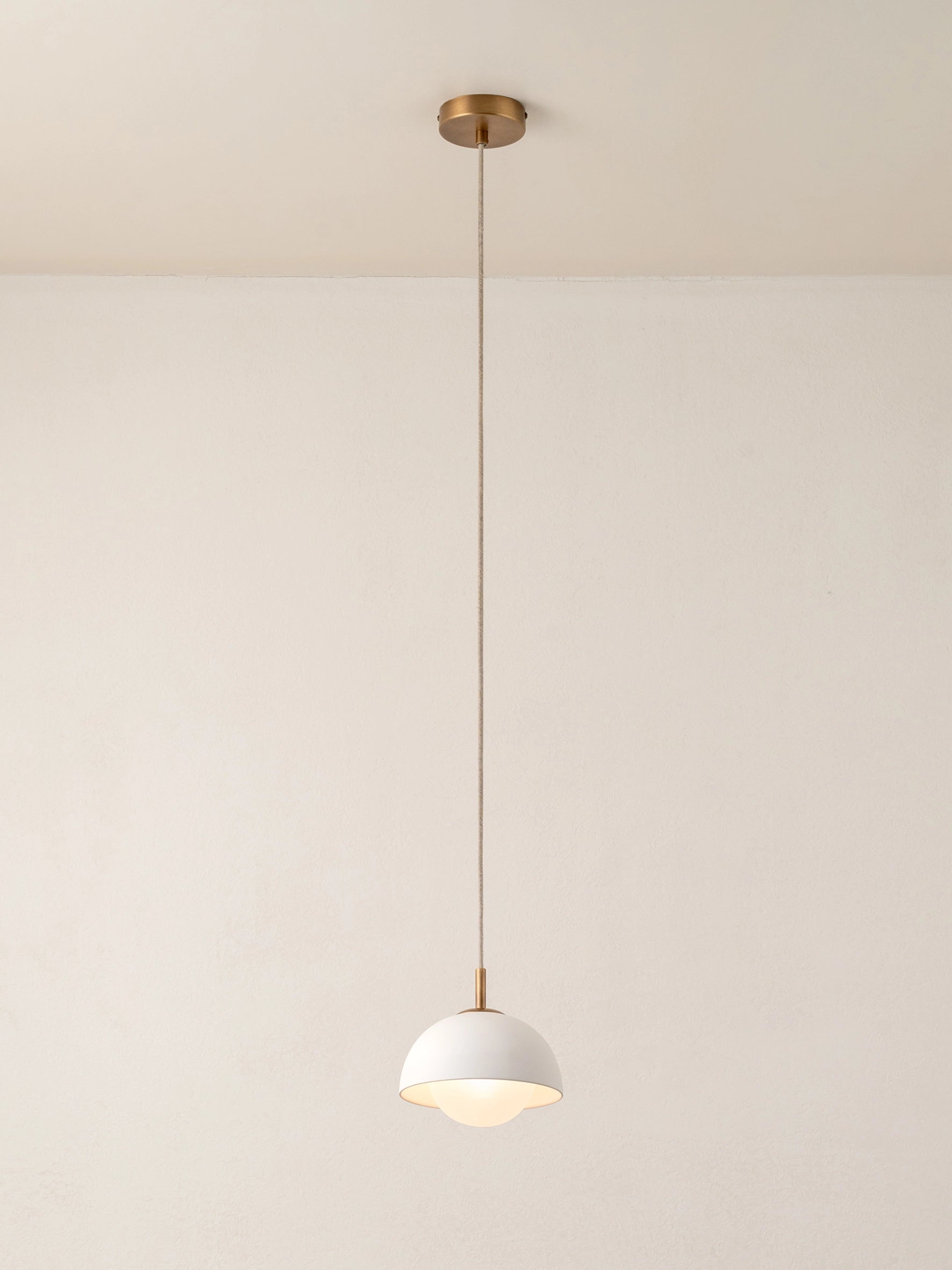 Porsa - 1 light aged brass and warm white porcelain pendant | Ceiling Light | lights&lamps | UK | Modern Affordable Designer Lighting