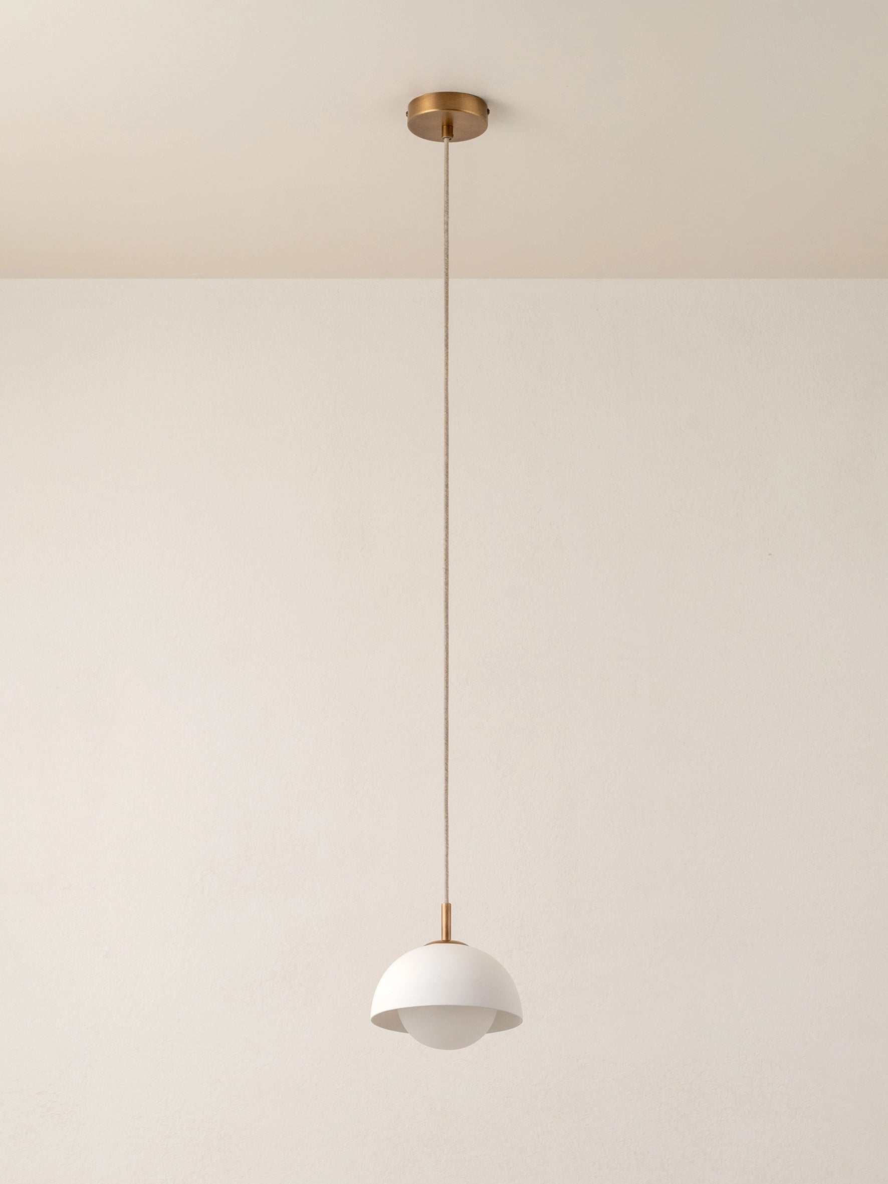 Porsa - 1 light aged brass and warm white porcelain pendant | Ceiling Light | lights&lamps | UK | Modern Affordable Designer Lighting
