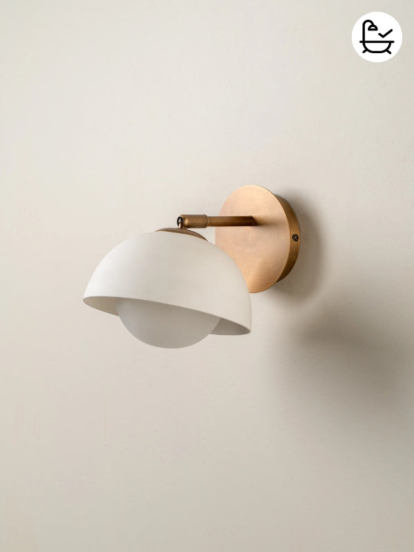 Porsa - 1 light aged brass and warm white porcelain wall light