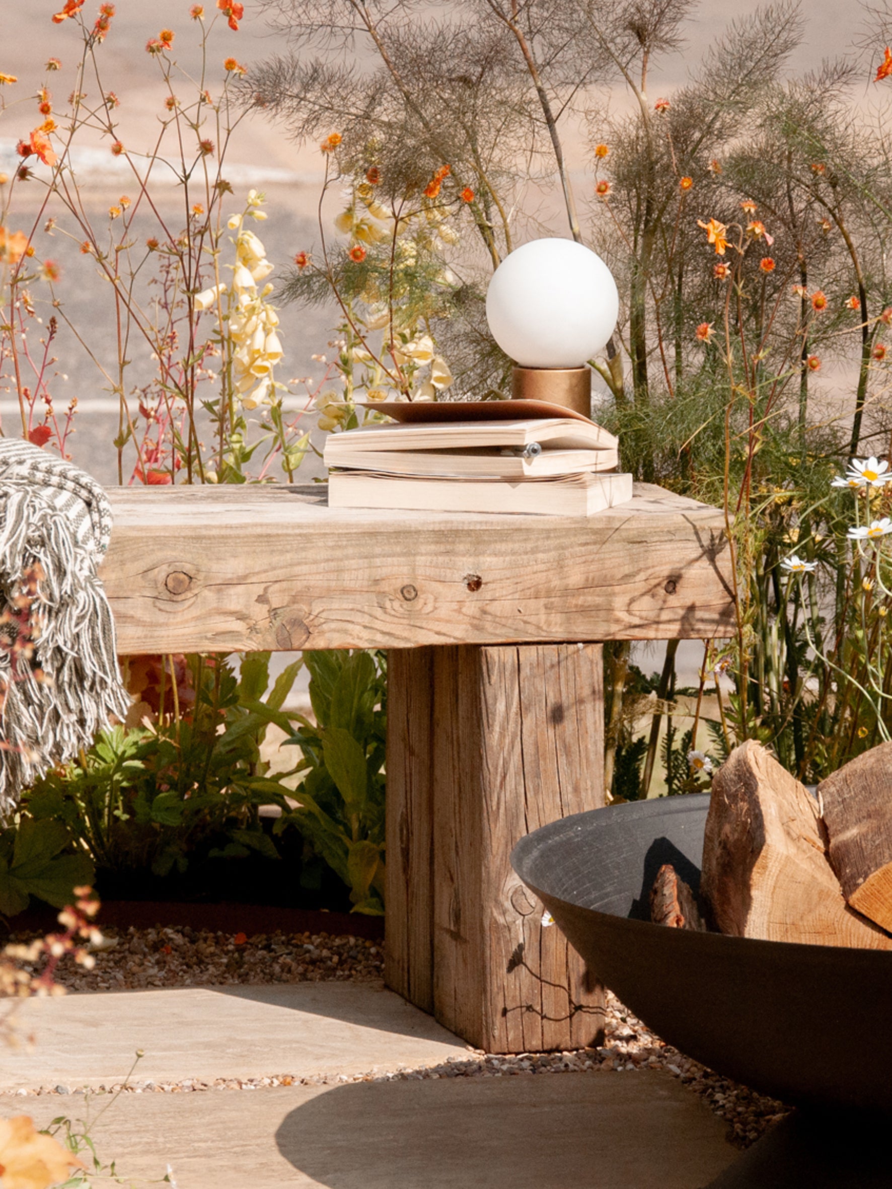 Porta - aged brass and opal rechargeable table lamp