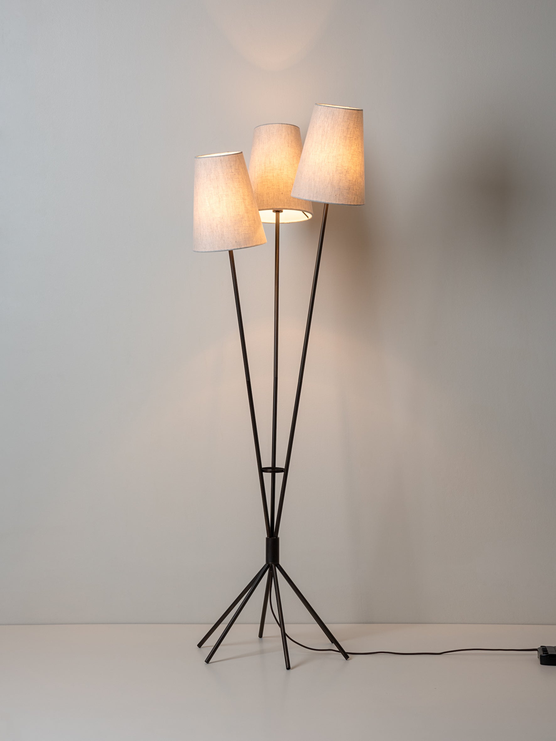 Renwick - 3 light linen and bronze floor lamp | Floor Lamp | lights&lamps | UK | Modern Affordable Designer Lighting