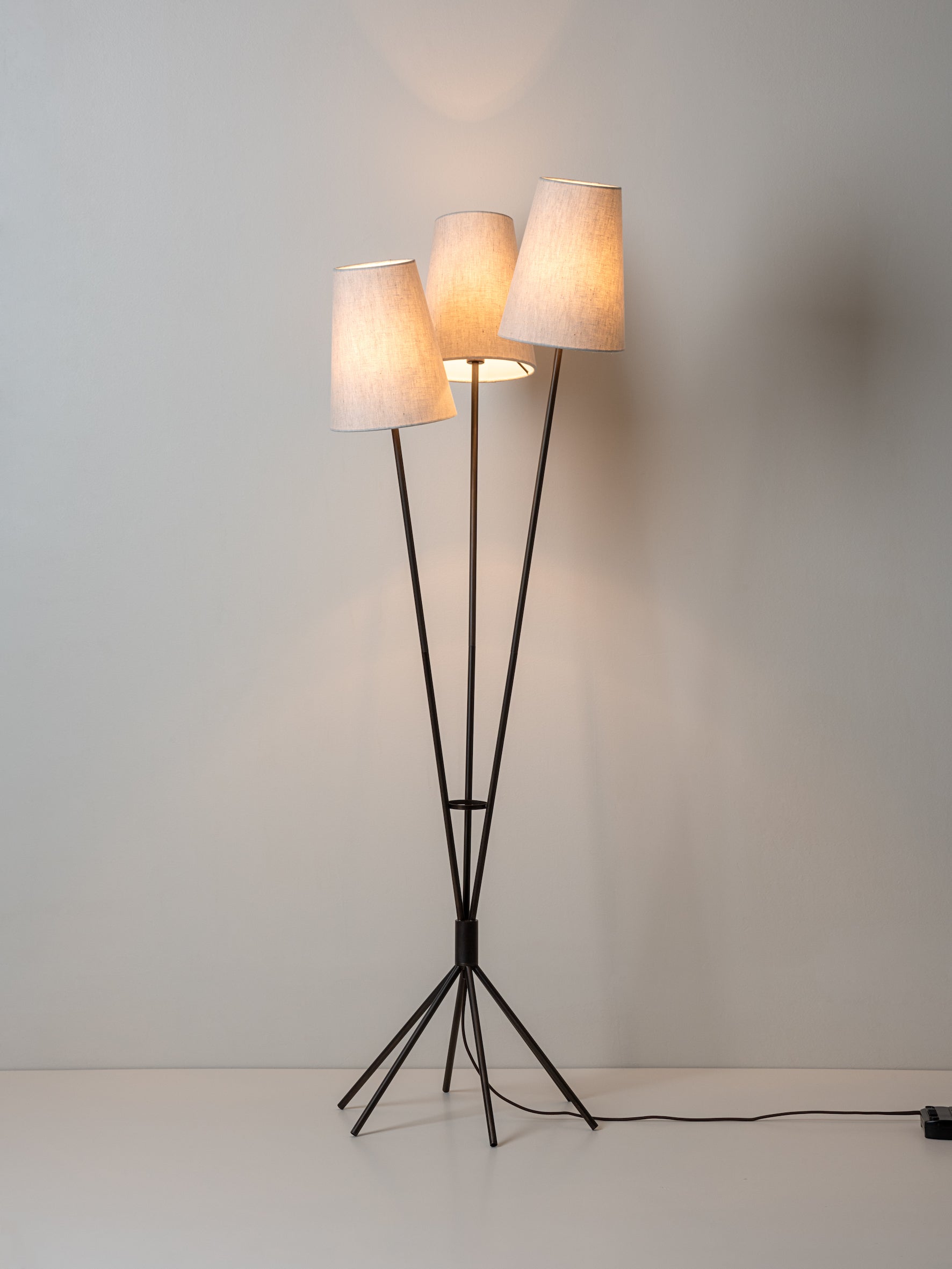 Renwick - 3 light linen and bronze floor lamp | Floor Lamp | Lights & Lamps | UK | Modern Affordable Designer Lighting