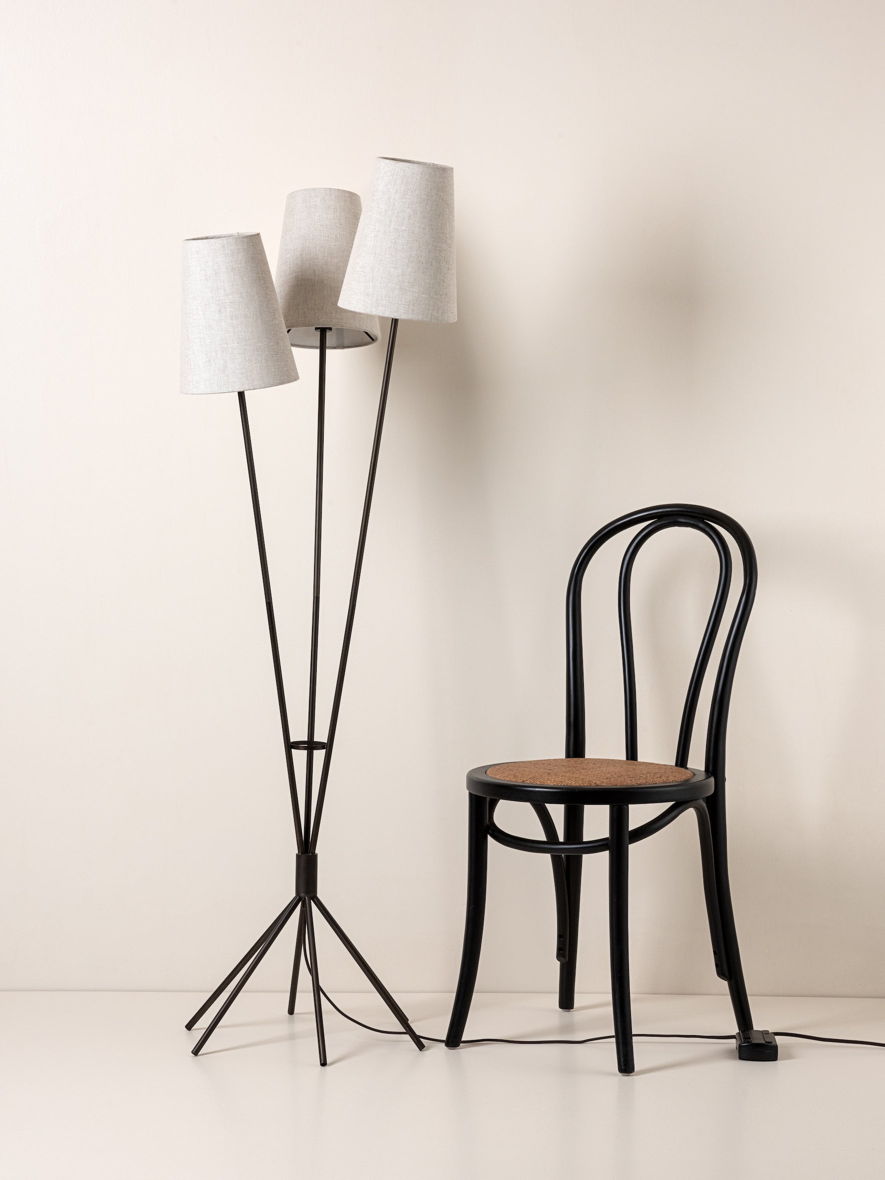 Renwick - 3 light linen and bronze floor lamp | Floor Lamp | lights&lamps | UK | Modern Affordable Designer Lighting