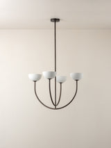 Ruzo - 4 light bronze and porcelain pendant