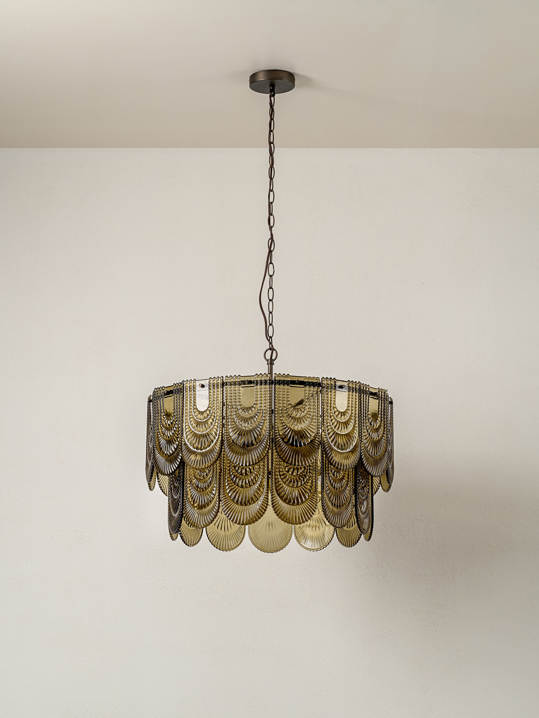 Selmes - 4 light bronze and smoked green glass chandelier | Chandelier | lights & lamps | Modern affordable designer lighting