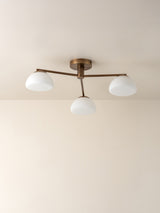 Silio - 3 light aged brass and opal flush