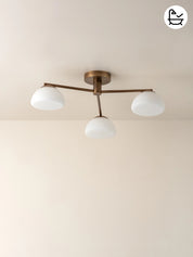 Silio - 3 light aged brass and opal flush