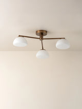 Silio - 3 light aged brass and opal flush