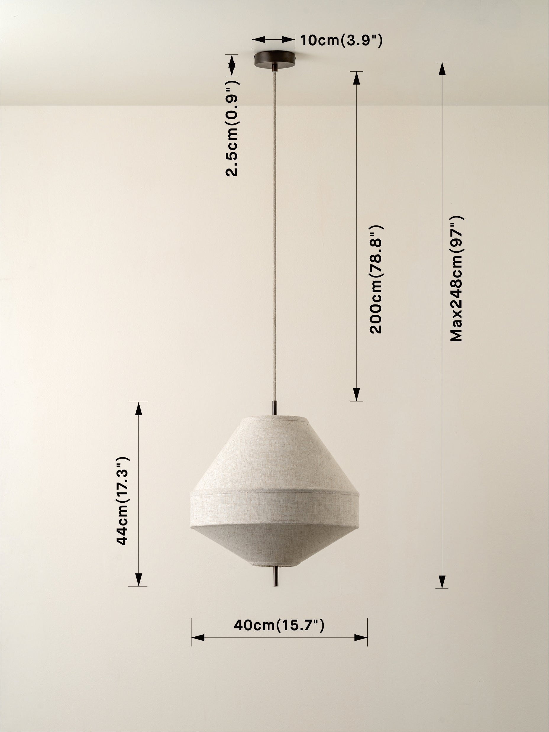 Solara - medium dark bronze and layered natural linen pendant | Ceiling Light | lights&lamps | UK | Modern Affordable Designer Lighting
