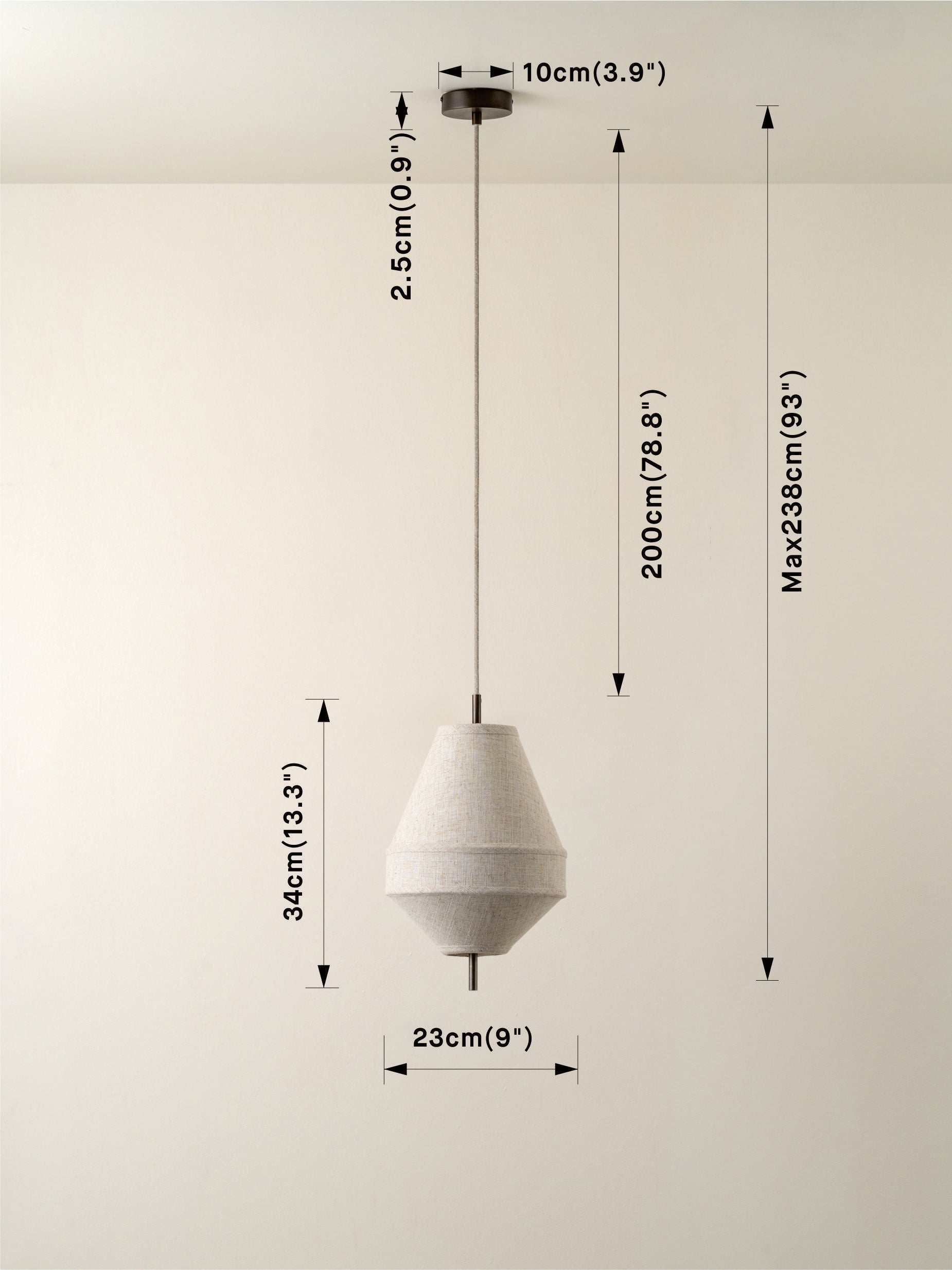 Solara - small dark bronze and layered natural linen pendant | Ceiling Light | lights&lamps | UK | Modern Affordable Designer Lighting